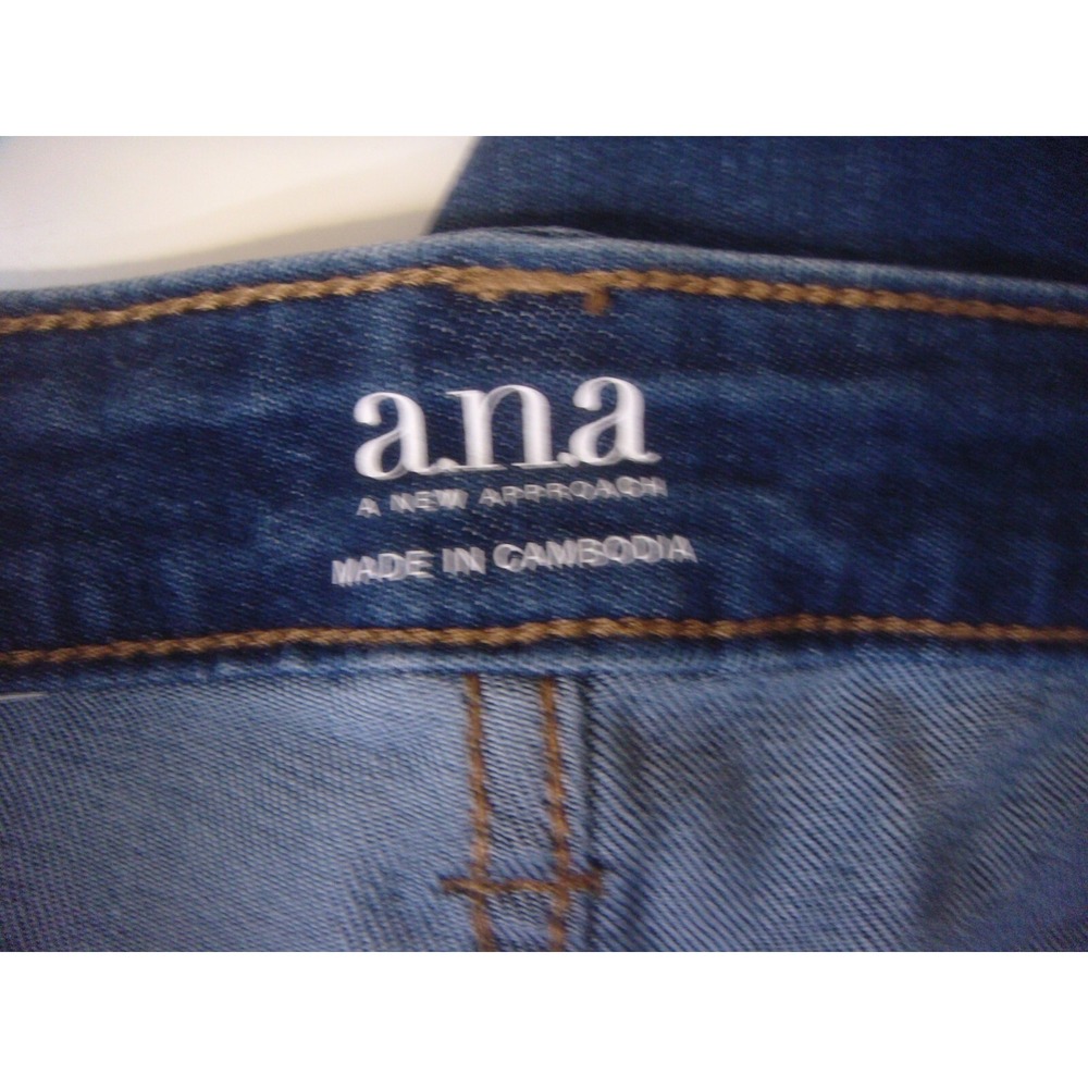 ANA skinny ankle womens‎ blue jeans 14 mid rise slim fit velvet sides distressed - Picture 7 of 9